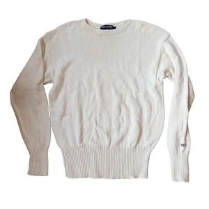 Vintage 90s Polo Sport Ralph Lauren Ivory Cotton Knit Sweater Large Classic